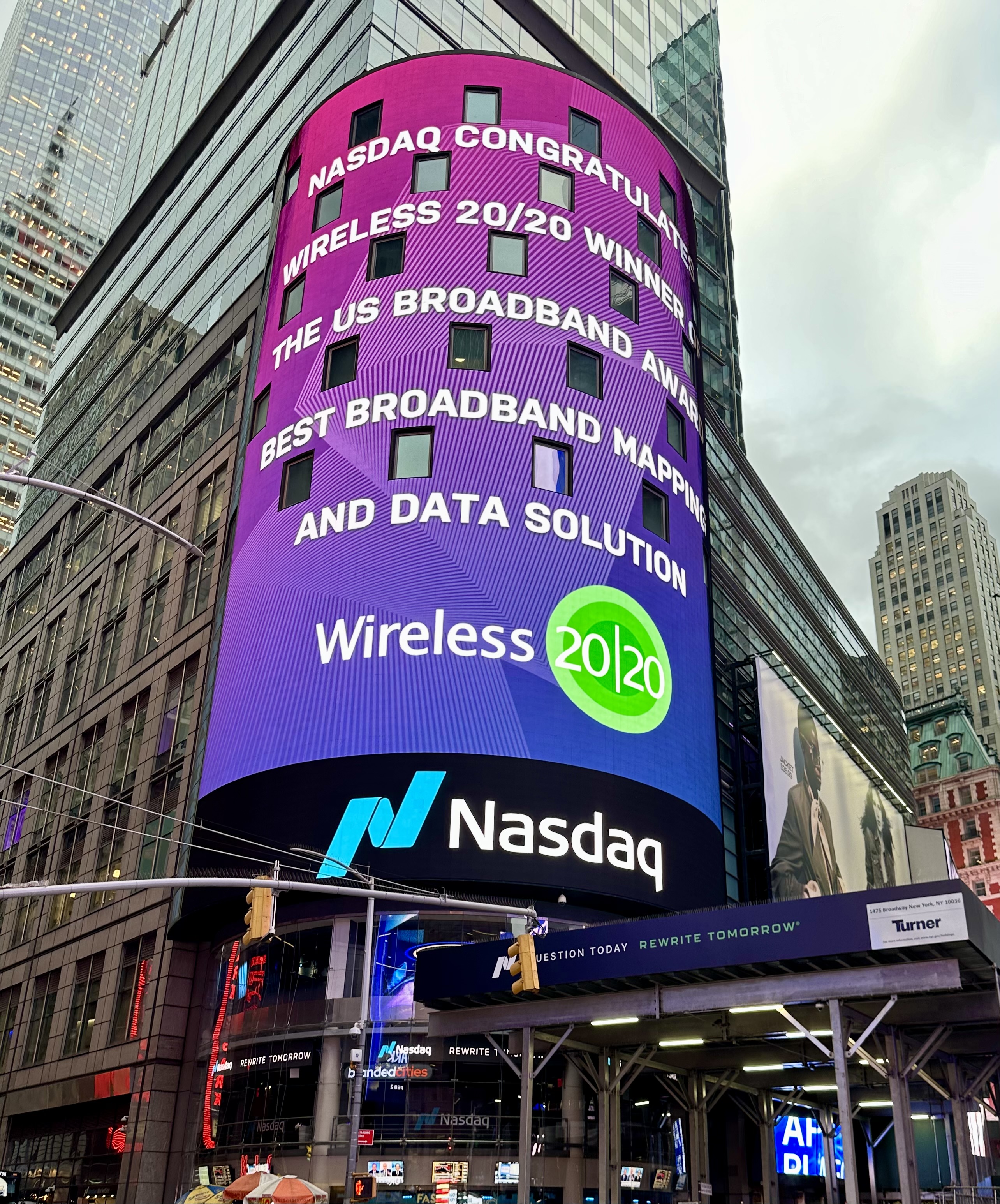 Congrats from NASDAQ! Award for Best Broadband Mapping and Database Solution
